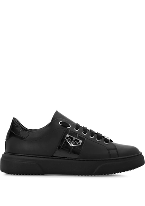 Philipp Plein Triangle Plein-plaque leather sneakers - Black