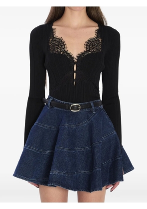 Self-Portrait lace button top - Black