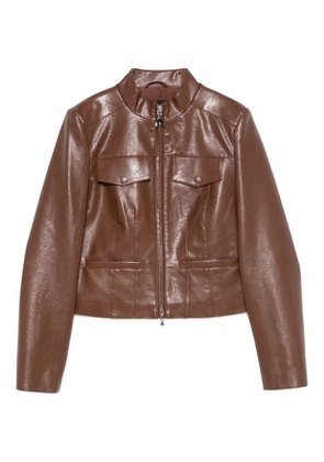Patrizia Pepe zip-front flap-pocket jacket - Brown