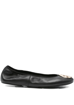 Tory Burch logo-plaque leather ballet flats - Black