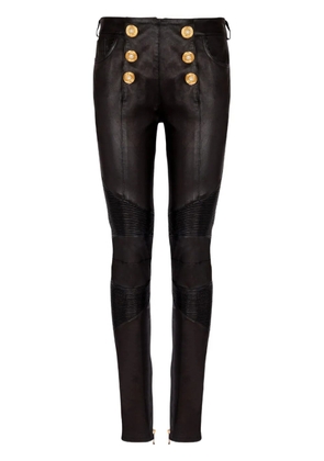 Balmain leather skinny trousers - Black