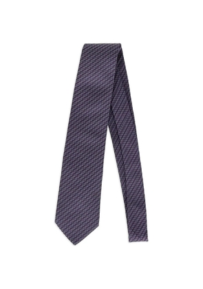 Hermès Pre-Owned zigzag-print silk tie - Purple