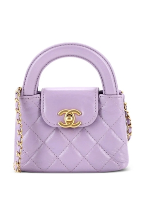 CHANEL Pre-Owned Kelly Top Handle Shopping Bag Quilted Shiny Aged Calfskin Nano crossbody bag - Purple