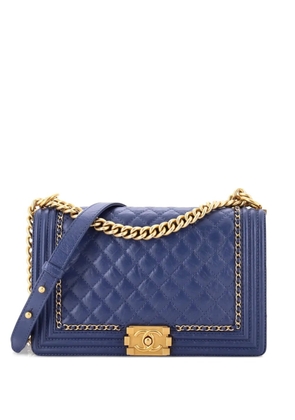 CHANEL Pre-Owned Jacket Boy Flap Bag Quilted Aged Calfskin New Medium crossbody bag - Blue