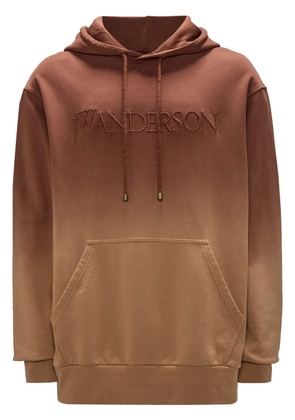 JW Anderson logo-embroidered gradient-effect hoodie - Brown