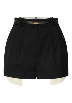 Elisabetta Franchi satin piping logo belt shorts - Black