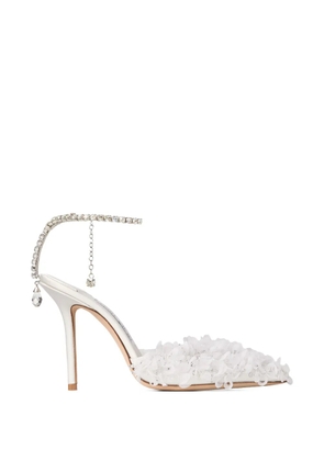 Jimmy Choo Saeda crystal-strap floral pumps - White