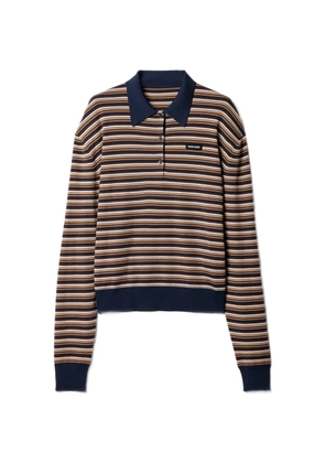 Miu Miu striped logo polo shirt - Neutrals