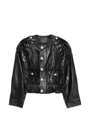 R13 quilted button leather jacket - Black