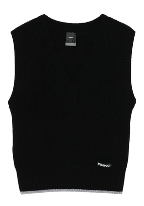PINKO V-neck knitted vest - Black