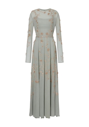 Alberta Ferretti floral-embroidered dress - Grey