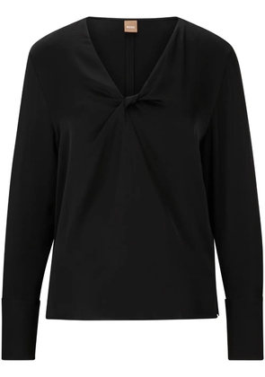 BOSS twist-detailing silk blouse - Black