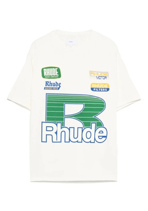 RHUDE graphic-print logo-detail T-shirt - Neutrals