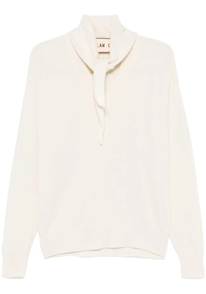 Plan C shawl-embellished sweater - Neutrals