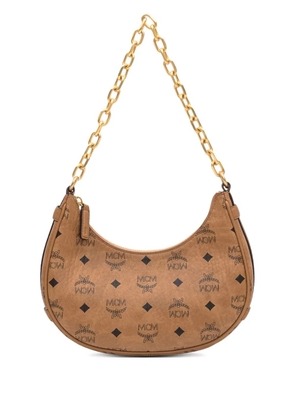 MCM small Aren monogram-pattern chain bag - Brown