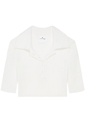 Courrèges knitted cropped polo top - White