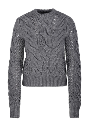 Sportmax cable-knit eyelet-detail sweater - Grey