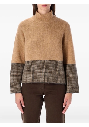 Emporio Armani turtleneck check knitwear - Brown