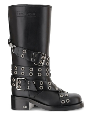 MACH & MACH 50mm eyelet-detail buckle-strap boots - Black