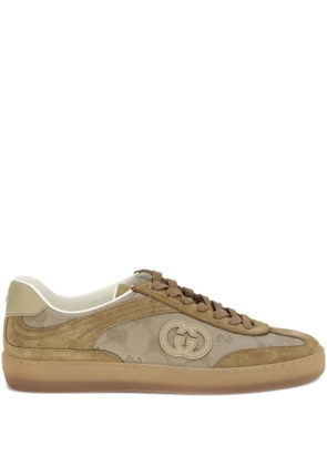 Gucci G74 logo-patch suede sneakers - Brown