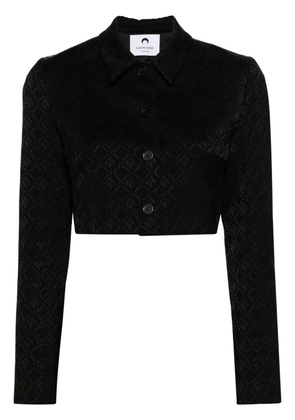 Marine Serre Moon Diamant-jacquard cropped jacket - Black