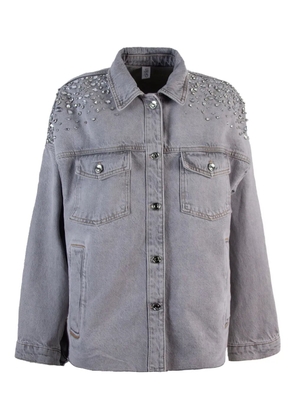 LIU JO crystal-embellishment denim jacket - Grey