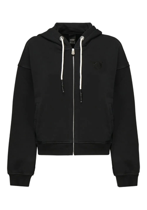 PINKO embroidered logo zip-up hoodie - Black