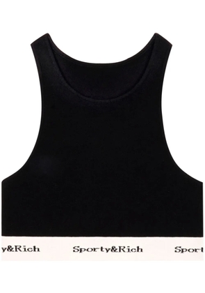 Sporty & Rich Serif Logo cropped tank top - Black