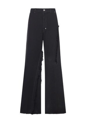 Rick Owens frayed-detail cotton trousers - Black