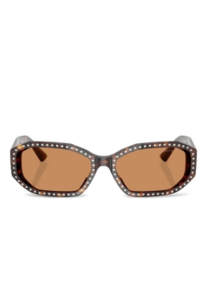 Jimmy Choo Eyewear crystal-embellished rectangle sunglasses - Brown