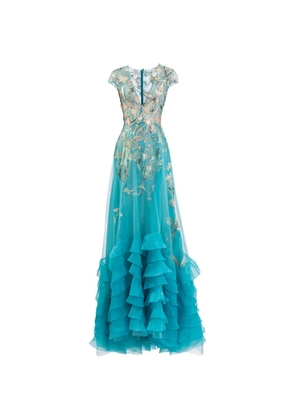 Saiid Kobeisy ruffled floral maxi dress - Blue