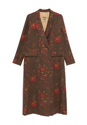 Uma Wang pomegranate-print double-breasted coat - Brown