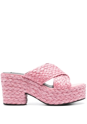 Sergio Rossi 85mm woven-raffia sandals - Pink