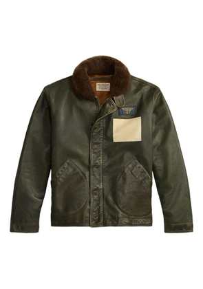 Ralph Lauren RRL fur-collar leather jacket - Green