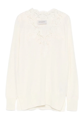 ERMANNO FIRENZE lace-trim jumper - White
