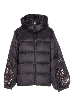 TWINSET embroidered-sleeve padded jacket - Black