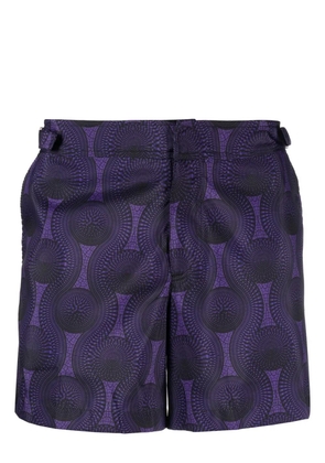 OZWALD BOATENG mosaic-print swim shorts - Purple
