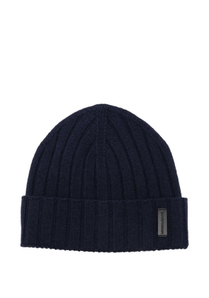 Emporio Armani ribbed cashmere beanie - Blue
