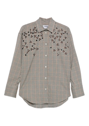 MSGM gingham embroidered shirt - Neutrals