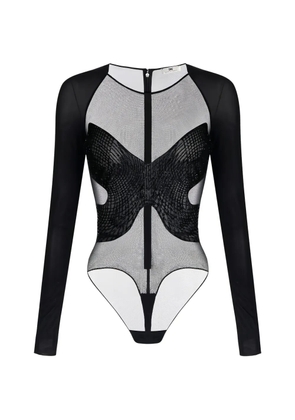 Elisabetta Franchi crystal-embroidered long-sleeves bodysuit - Black