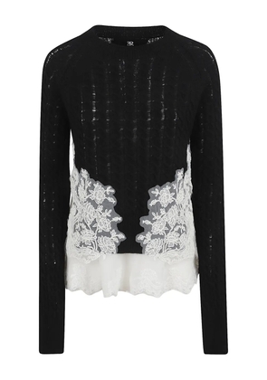 Ermanno Scervino lace v-neck knitwear - Black