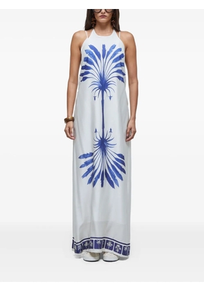 Osklen Palm-tree print maxi dress - White