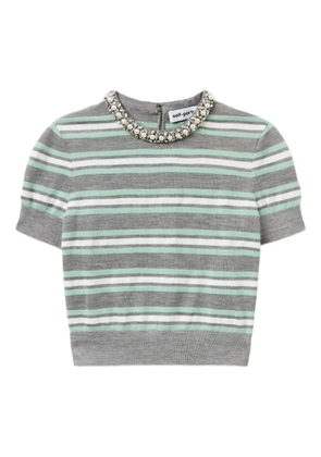 Self-Portrait striped t-shirt - Grey