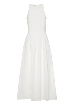 Brunello Cucinelli pleated sleeveless maxi dress - White
