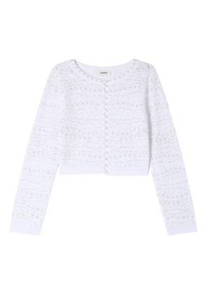 SANDRO floral-embellished knit cardigan - White