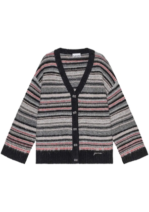 GANNI striped buttoned cardigan - Black