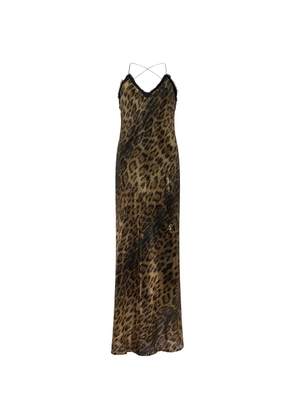 Roberto Cavalli jaguar-print embellished maxi dress - Brown