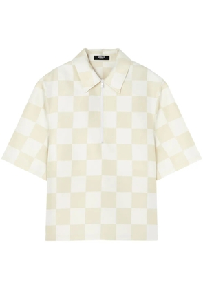 Versace checked zip-up top - Neutrals