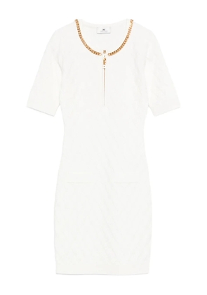 Elisabetta Franchi chain-embellished quilted dress - White