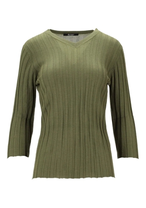 La-Rose V-neck ribbed top - Green